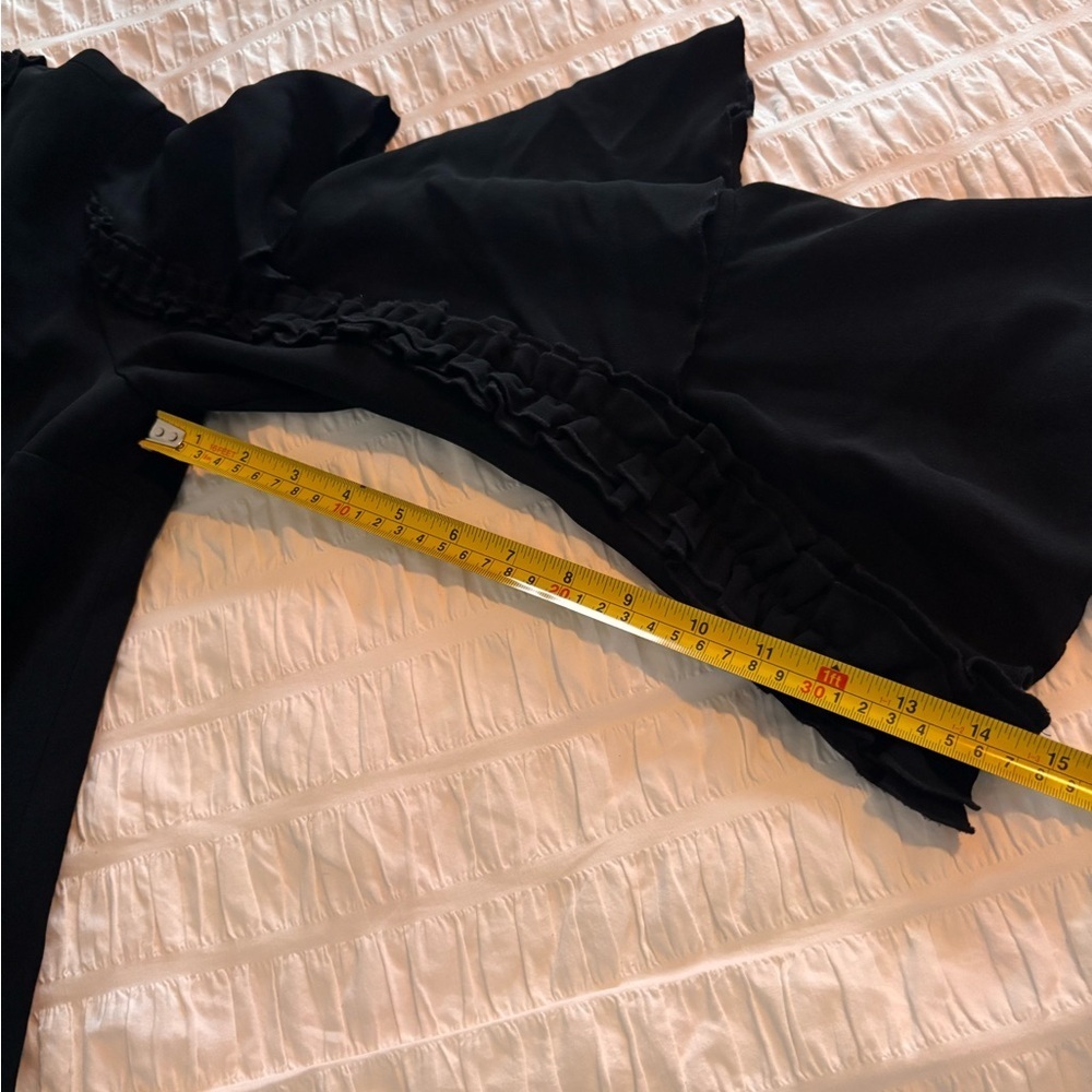 Alexis Marianne Tiered Bell-Sleeve Crepe Mini Dress Black - Picture 12 of 13